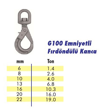 G100 Emniyetli Fırdöndülü Kanca