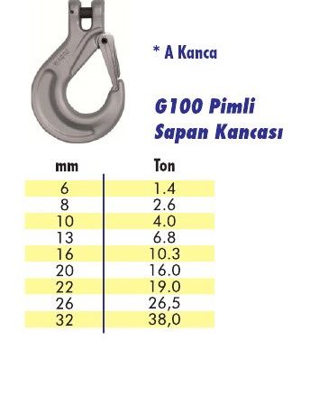 G100 Pimli Sapan Kancası