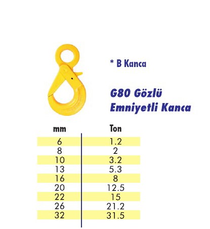 G80 Gözlü Emniyetli Kanca