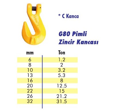 G80 Pimli Zincir Kancası