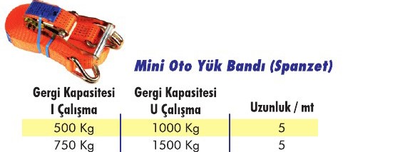 Mini Oto Yük Bandı
